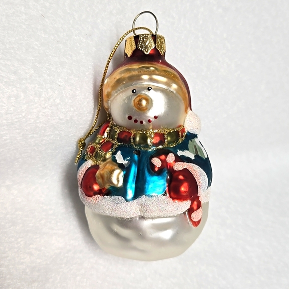 3 Vintage Christmas Ornaments Set Snowman 3½" Glass Christmas Tree Decor Holiday - Picture 3 of 16